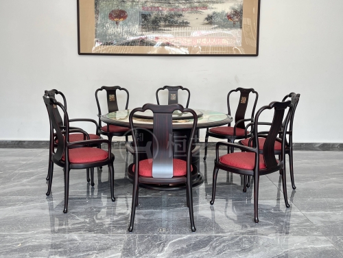 兰亭圆台配玉岚椅  条纹乌木