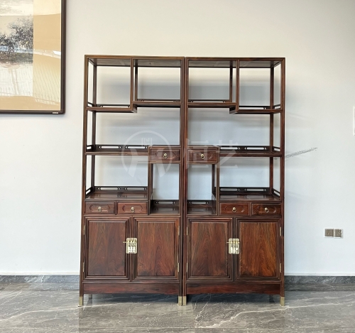 线条博古架  交趾黄檀