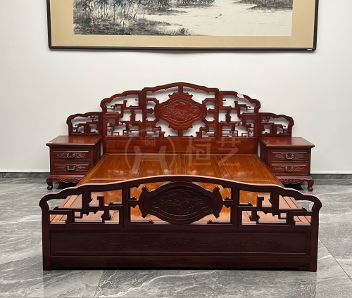 花好月圆大床  大果紫檀