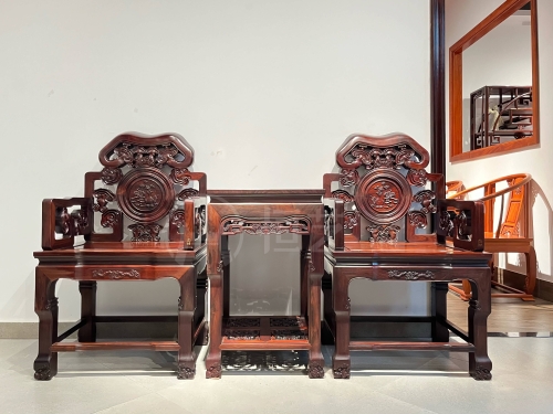 灵芝太师椅  交趾黄檀