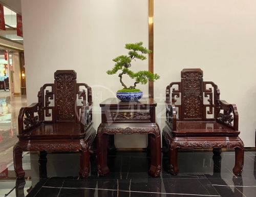 福庆纹茶椅配茶水几  巴厘黄檀