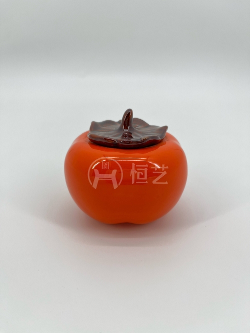 W柿子茶叶罐  陶瓷
