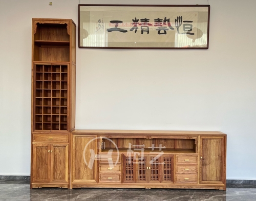 背景矮柜  缅甸花梨