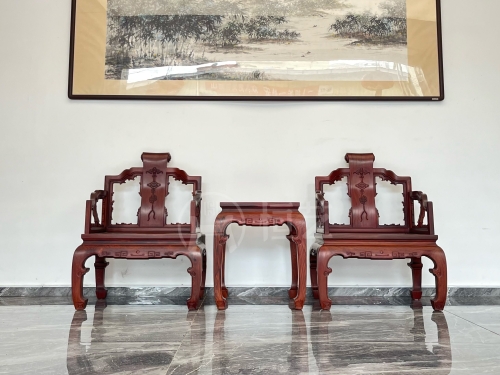 苏式卷书椅  老挝花枝