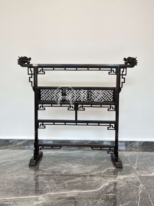 回纹衣架  黑檀木