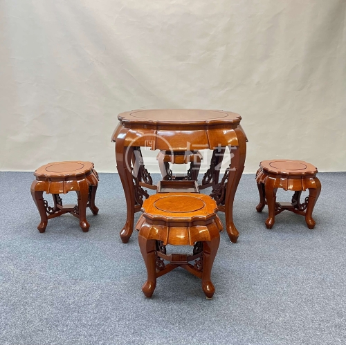 曲线休闲茶座配椅  泰国花梨