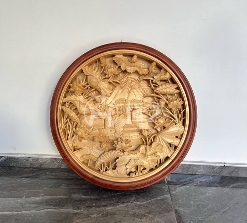 一帆风顺圆形壁画  俄罗斯椴木