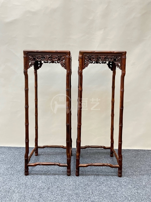 竹节花架（高，大理石面）  交趾黄檀