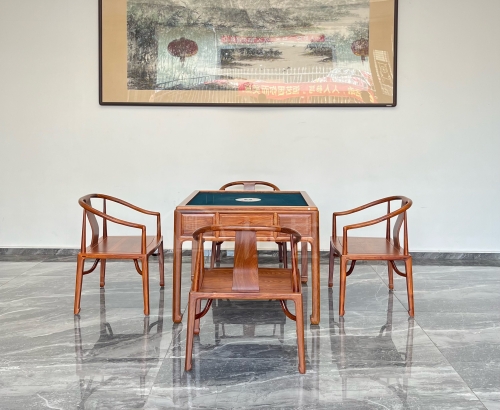 麻将桌配椅（含雀友机芯）  刺猬紫檀