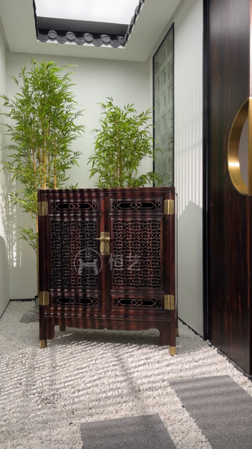 如意纹镂空文件柜  交趾黄檀