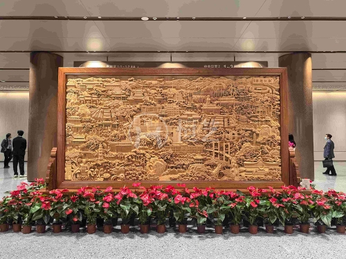 潮汕揽胜台屏风   缅甸花梨+桧木