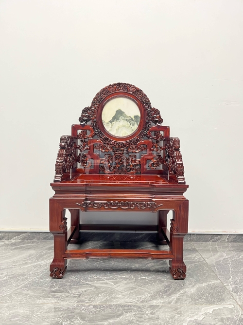 冲天灵芝太师椅  赞比亚紫檀