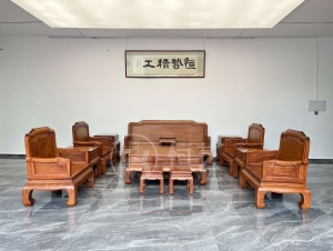 素面宝座沙发13件套  大果紫檀